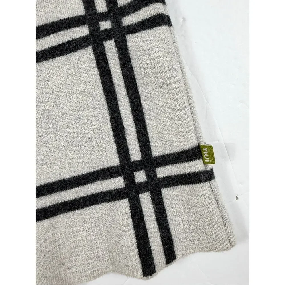 Nui Organics Merino Wool Plaid Turtleneck Sweater Dress Gray Plaid Size 5